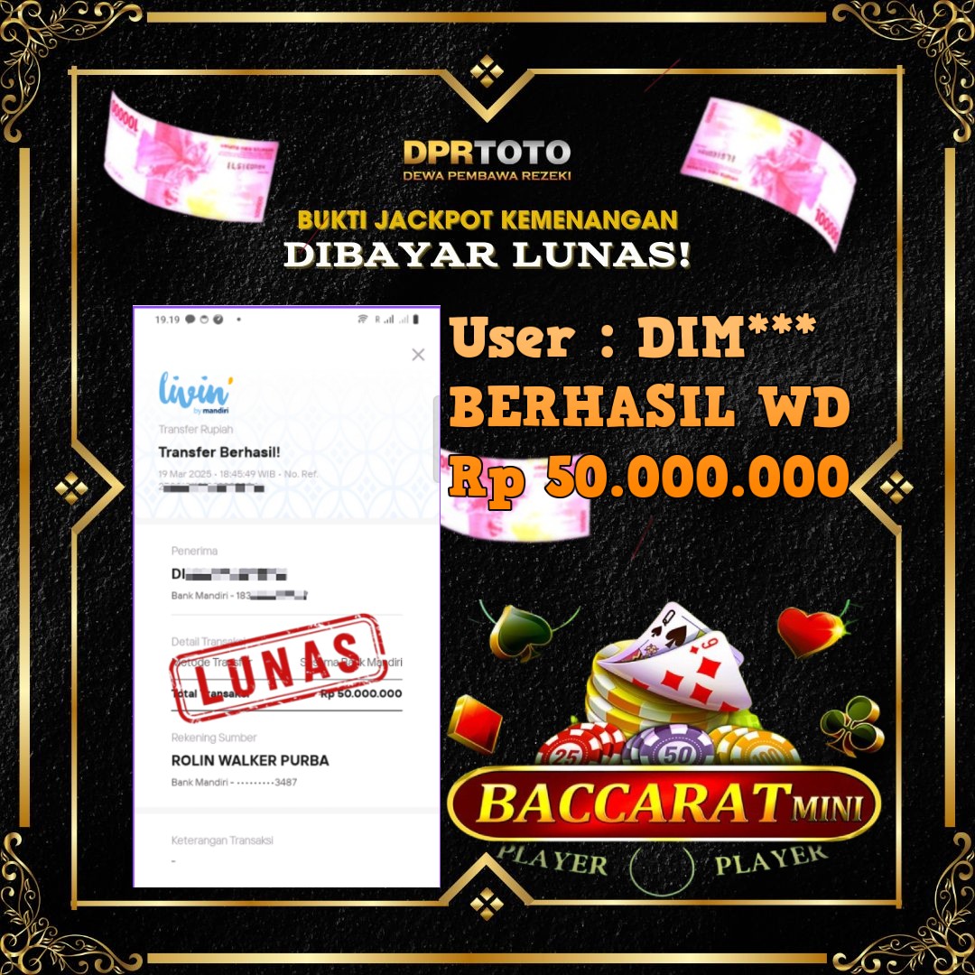 KEMENANGAN BESAR LIVE CASINO BACCARAT WD 50.000.000 - LUNAS
